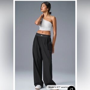 ALO Yoga Suit Up Black Wide-Leg Trousers